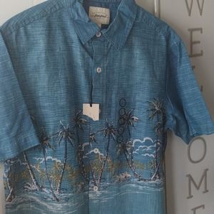 Redhead size Large tropical shirt short sleeve. 100 💯 percent cotton